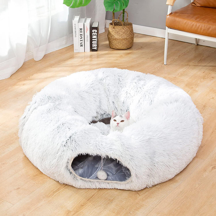 Warm and Fluffy Plush Pet Tunnel Bed Playground_5