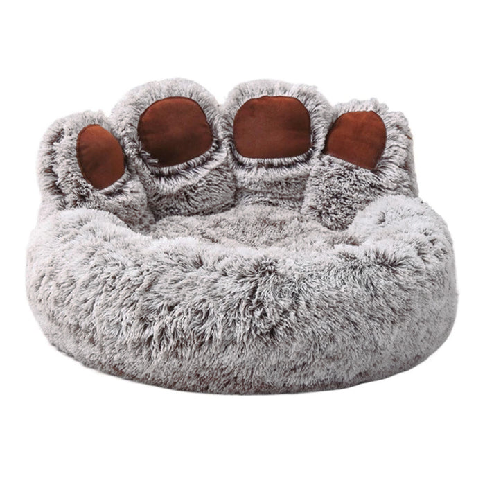 Round and Calming Non-Slip Paw Print Shaped Washable Pet Bed_0