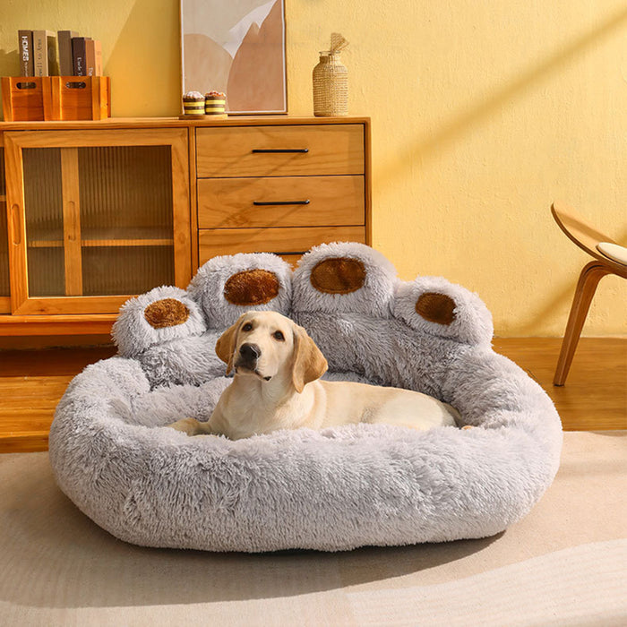 Round and Calming Non-Slip Paw Print Shaped Washable Pet Bed_10