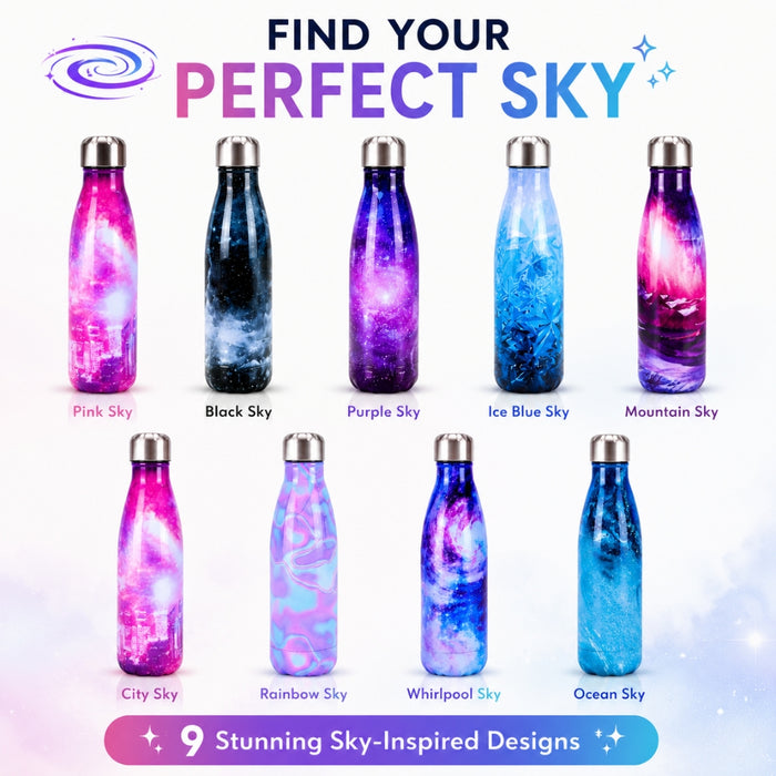 SkyChill Insulated Stainless Steel 500ml Water Bottle - Sky Patterns