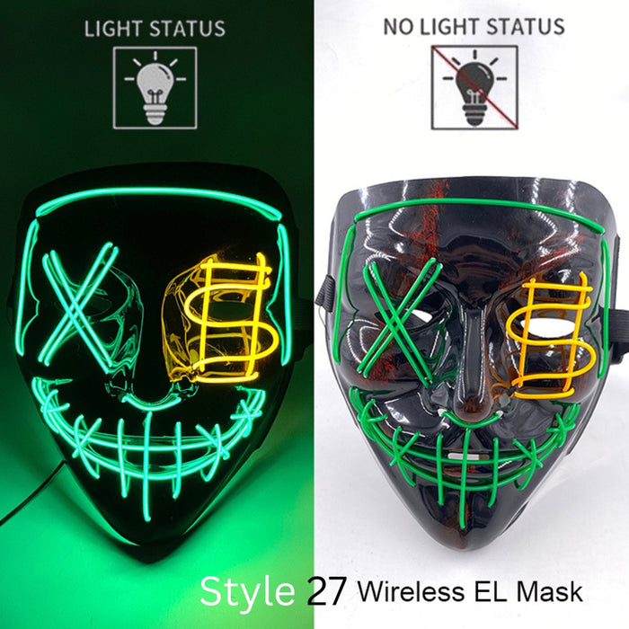 Neon LED Purge Dark Cosplay Horror Mask