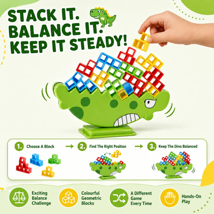 Dino Balance Building Block Stacking Tower Game