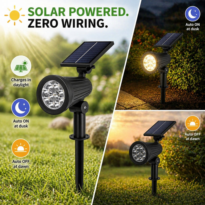 Outdoor Solar 9 LED Landscape Solar Spot Lights in Warm Cool or RGB
