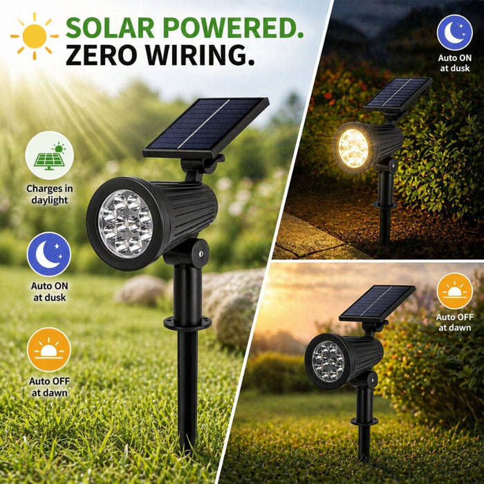 Outdoor Solar 9 LED Landscape Solar Spot Lights in Warm Cool or RGB