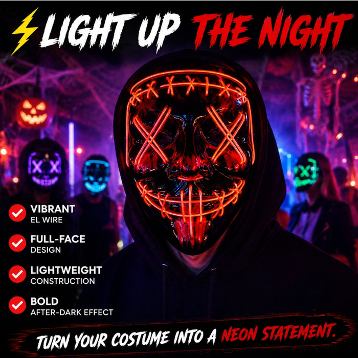 Neon LED Purge Dark Cosplay Horror Mask