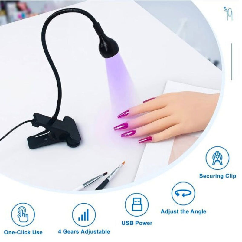 UV LED Black Light Lamp with Gooseneck and Clamp - USB Plug In