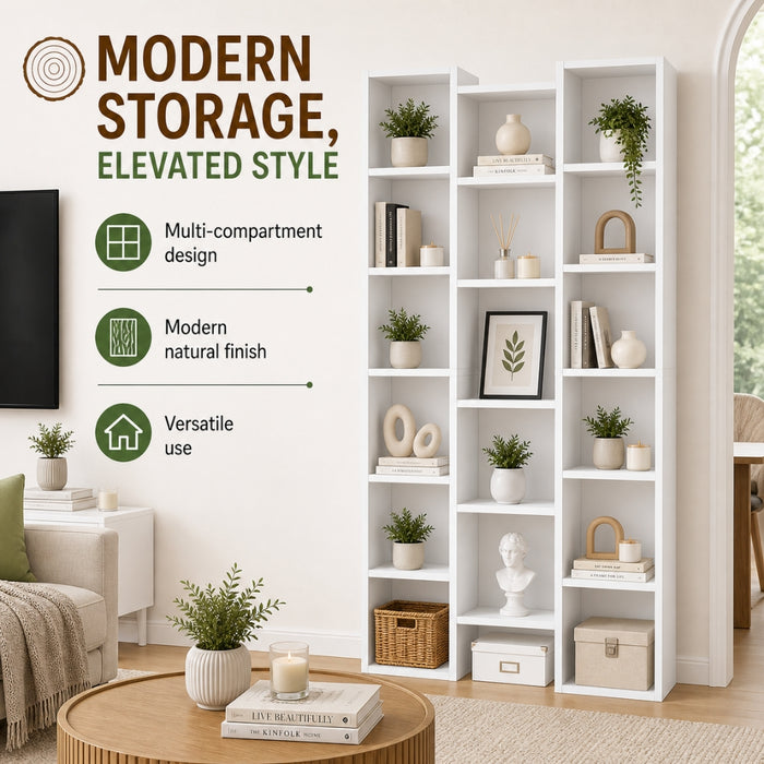 Display Shelf Media Storage Bookshelf - White