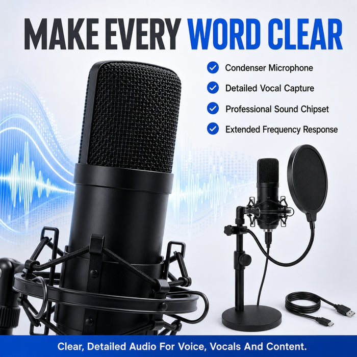 USB Condenser Microphone Set with Stand
