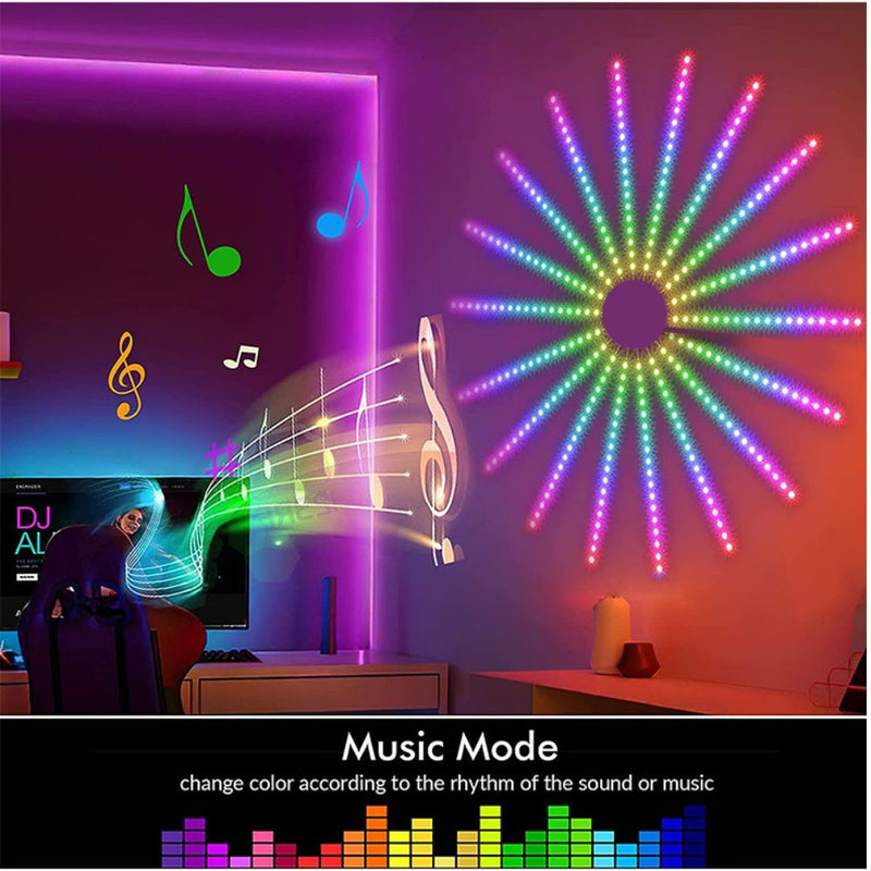 Remote Control Smart RGB LED Firework Strip Light - USB Powered