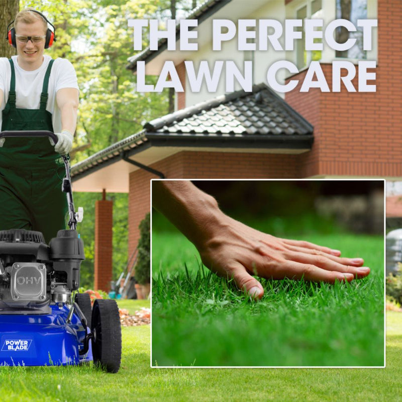 POWERBLADE Lawn Mower 139CC 17 - Petrol Powered Push Lawnmower 4 Stroke Engine