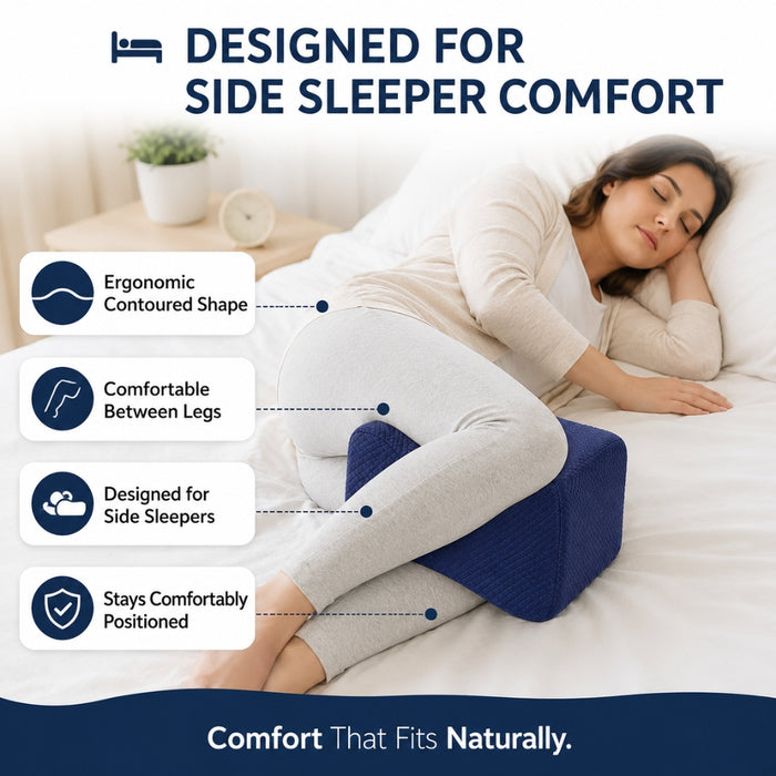 Memory Foam Side Sleeper Wedge Knee Pillow with Removable Cover