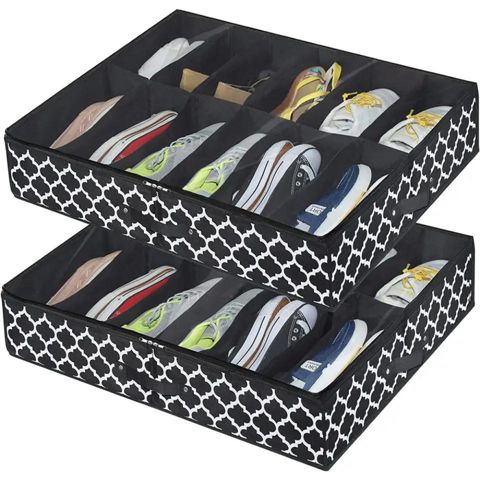 Foldable Under Bed 10 Compartment Shoe Storage Organizer