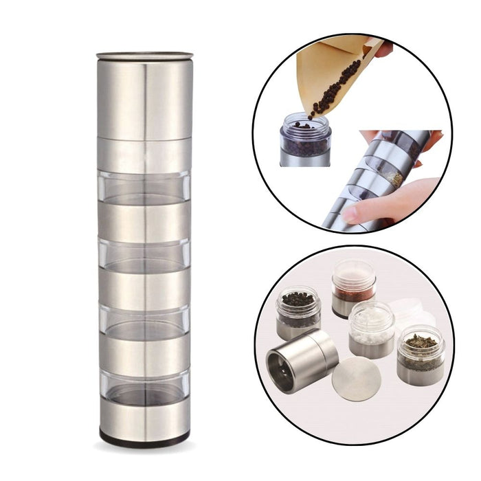 4 Levels Outdoor Spice Jar Container and Manual Grinder