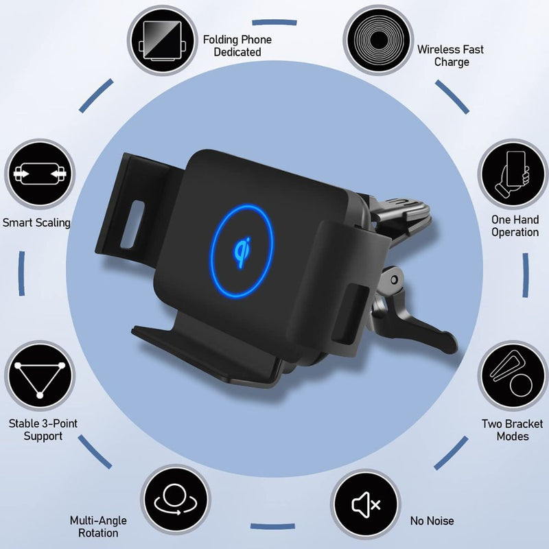 Versatile Folding 15W Charging Mobile Phone Holder Mount and Charger