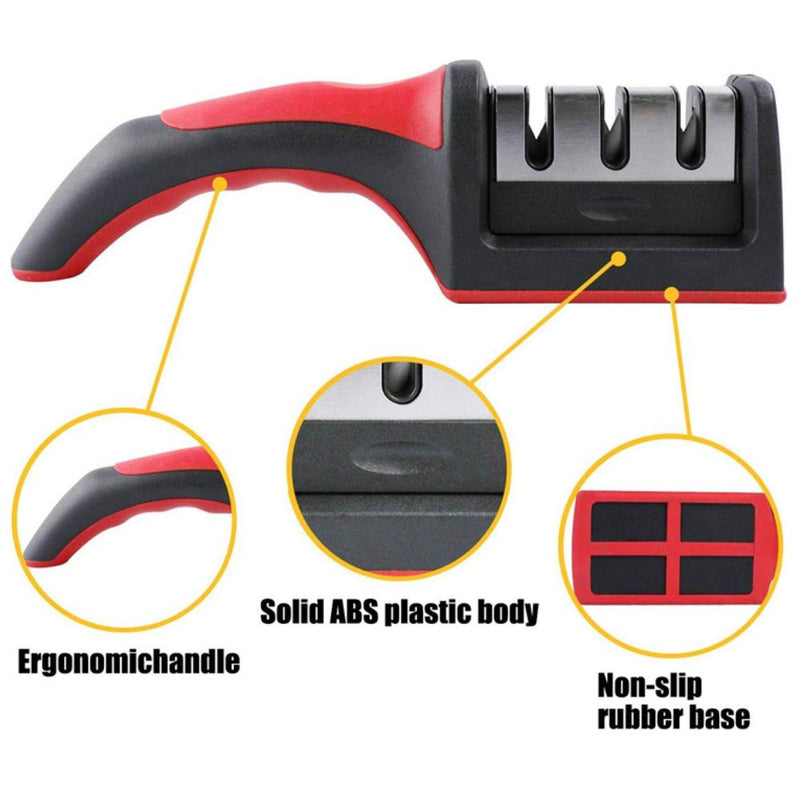 3 Levels Multipurpose Manual Kitchen Knife Sharpening Tool