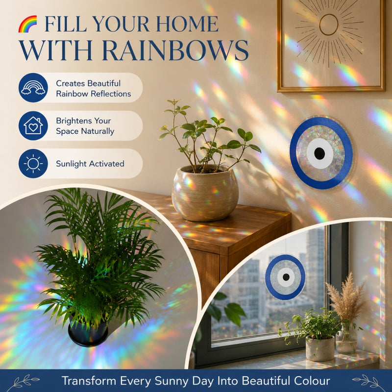 5pcs Colorful Sun Catcher Rainbow Prism Evil Eye Window Sticker