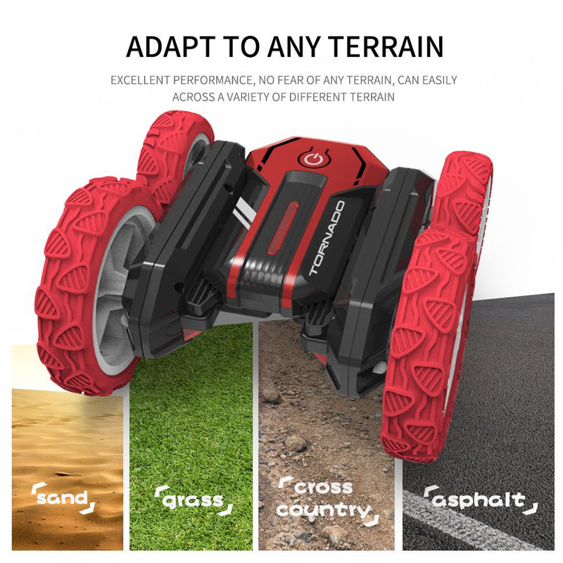 2.4GHz Remote Control Alloy Double Sided Tumbling Rotating Kids Electric Stunt Car Toy - USB Rechargeable