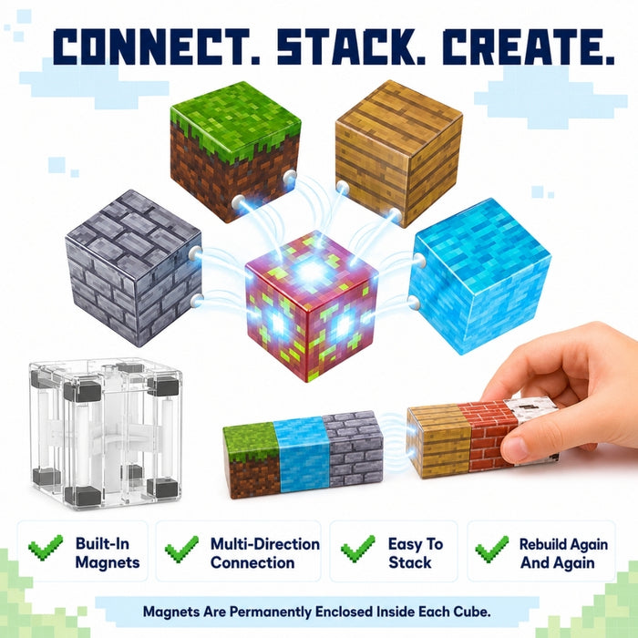PixelCraft Magnetic Building Cubes – Random Assorted Set