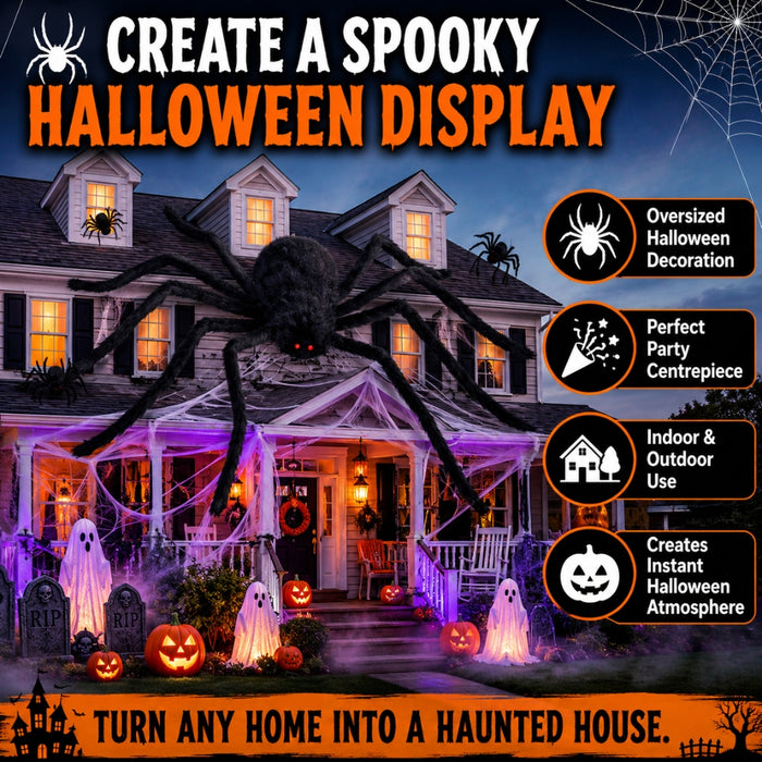 Plush Halloween Spider Decoration in Various Sizes