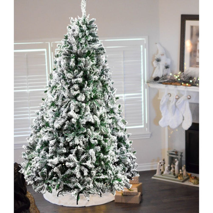 8FT 1500 Tips Snowy Christmas Tree - Snowy Green