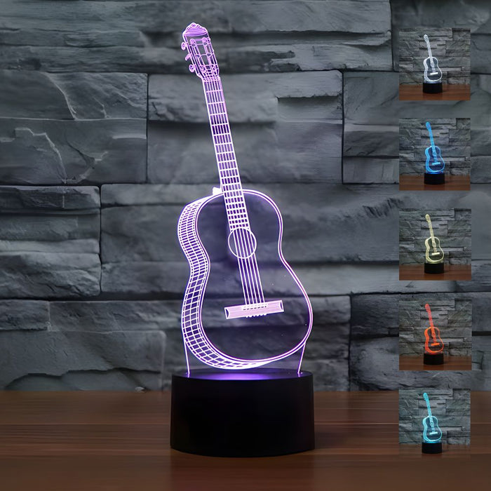 3D Illusion Acrylic LED Guitar Children's Night Light with Remote Control