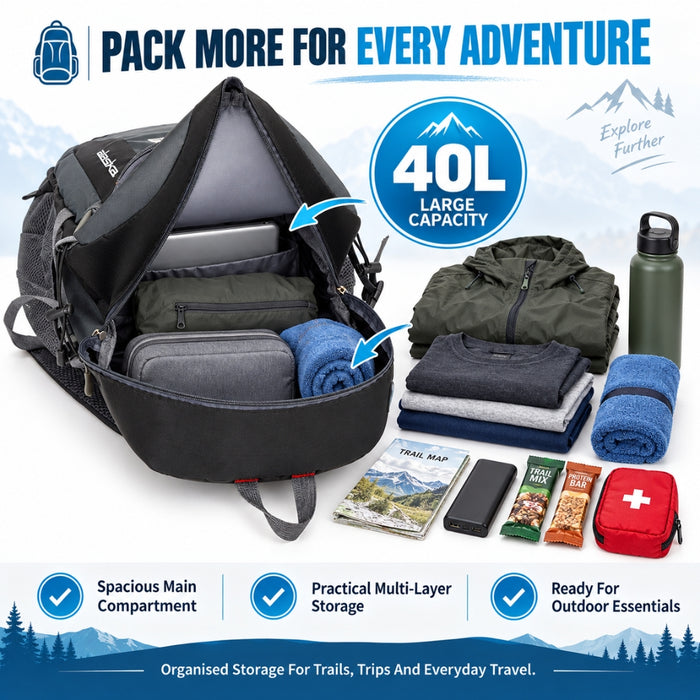 Large Capacity 40L Outdoor Travel Hiking Backpack Bag