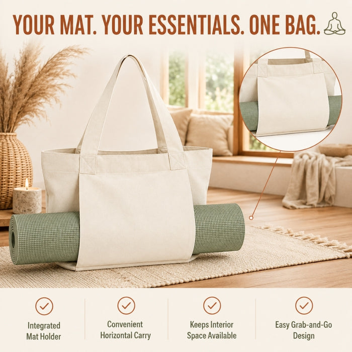 Natural Canvas Yoga Mat Tote Bag