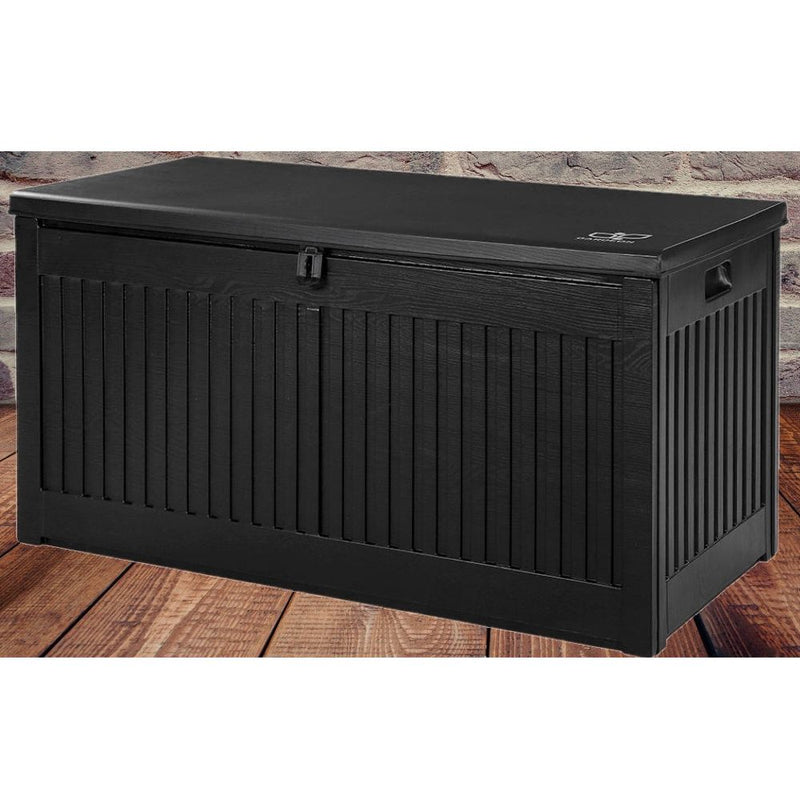 Outdoor 270L Lockable Weatherproof Garden Tools Storage Box Bench Black