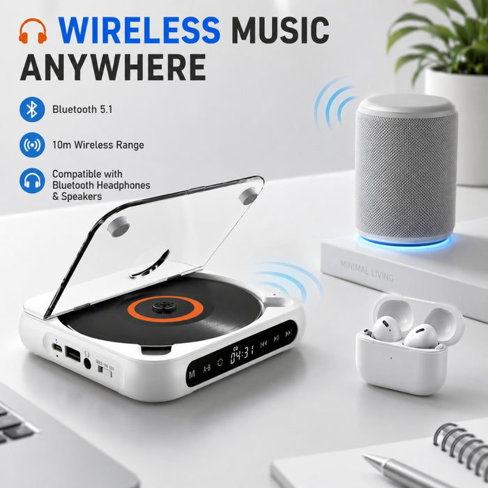 Portable Bluetooth Speaker LED Stereo CD Player