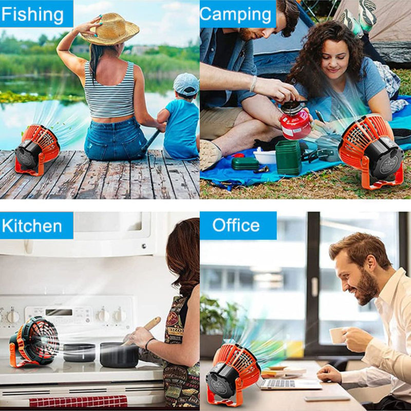 Portable Remote Control Camping Fan with Light - USB Rechargeable