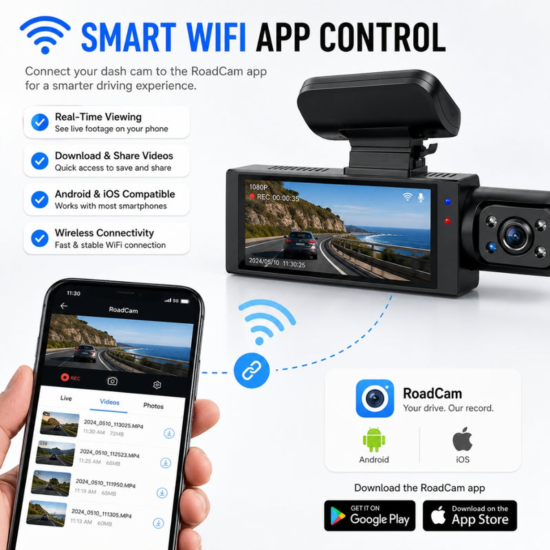 1080P WIFI Dual Camera Night Vision Dash Cam
