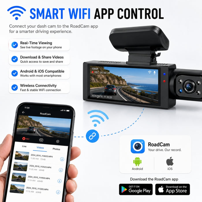 1080P WIFI Dual Camera Night Vision Dash Cam