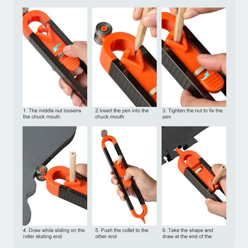Precise Counter Gauge Profile Scribing Ruler Tool with Lock