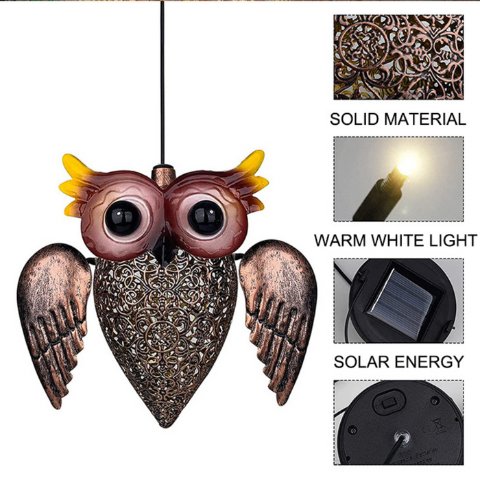 Decorative Rustic Solar Powered Outdoor LED Owl Lamp