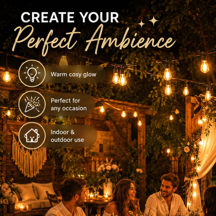 30M Waterproof LED Festoon String Lights