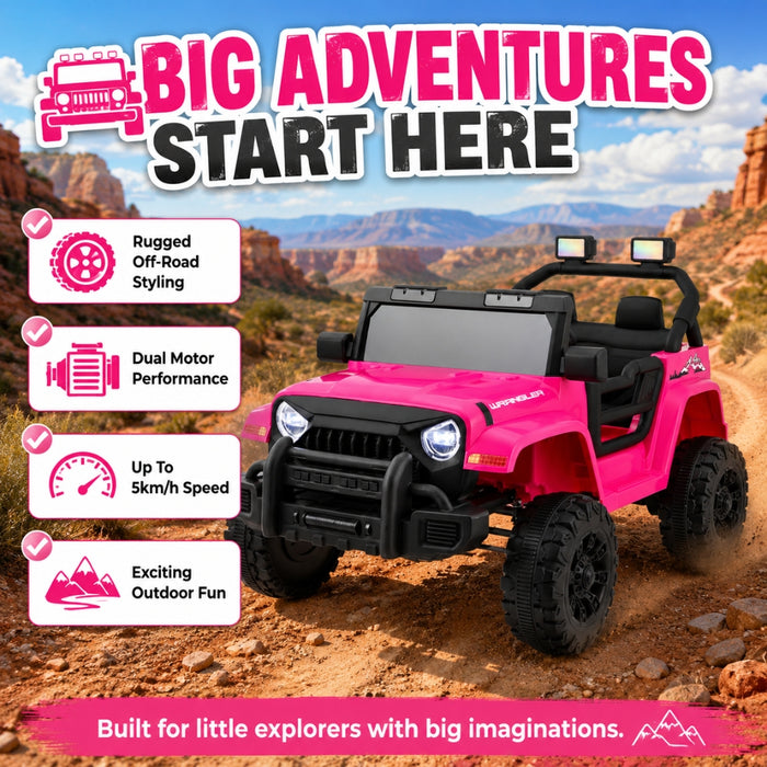 12V Electric Kids Ride-On Jeep with Remote Control - Pink