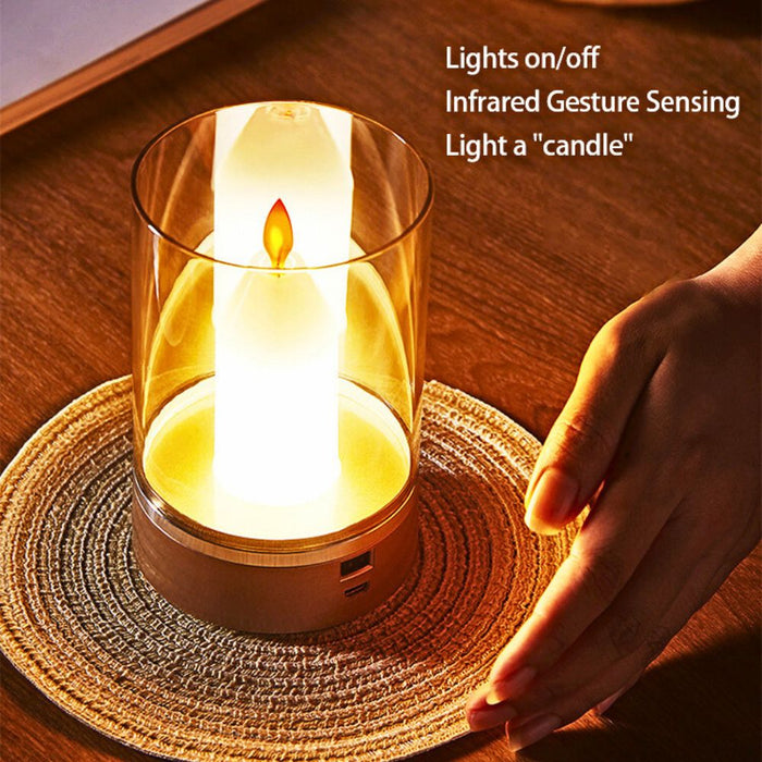 Smart Sensor Motion Flickering Flame Candle Light Simulation Lamp - USB Rechargeable