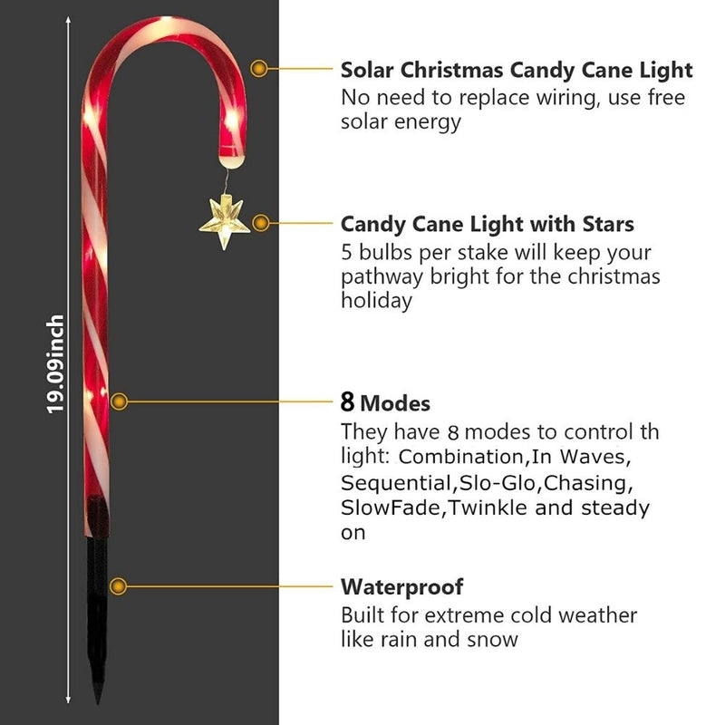 Solar Powered Outdoor Holiday Christmas Pathway Lights