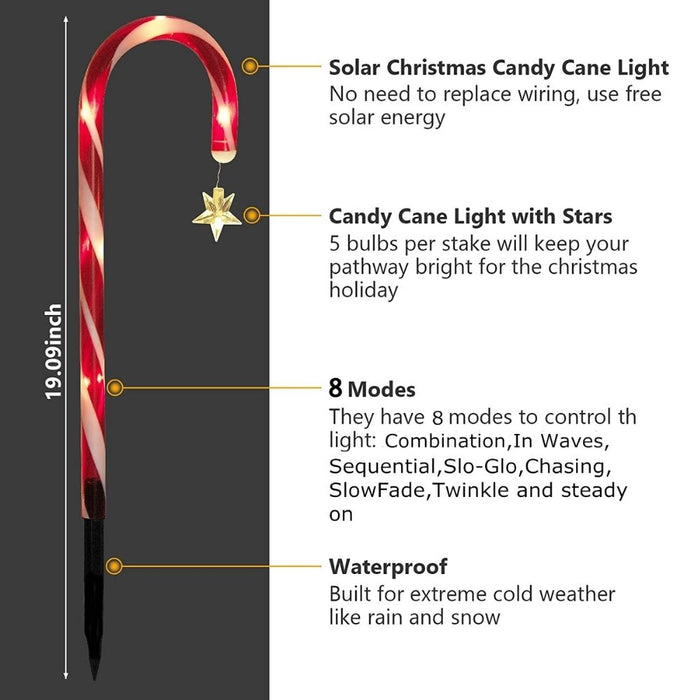 Solar Powered Outdoor Holiday Christmas Pathway Lights