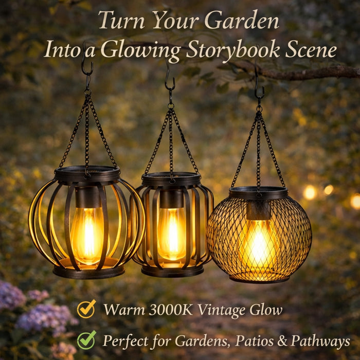 Outdoor Waterproof Retro Iron Art Solar Lantern