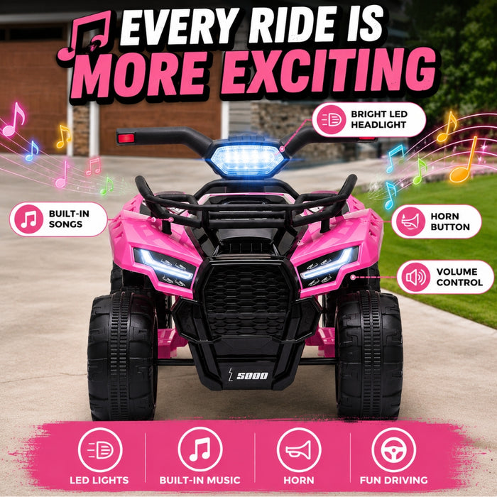 Kids Electric Rechargeable Ride On ATV - Pink