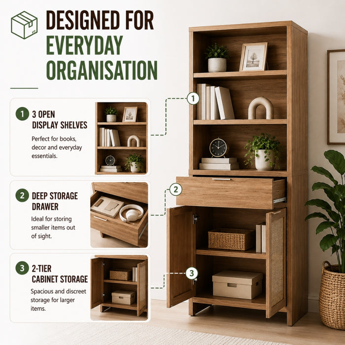 5-Tier Adjustable Display Shelf Bookcase Storage Cabinet