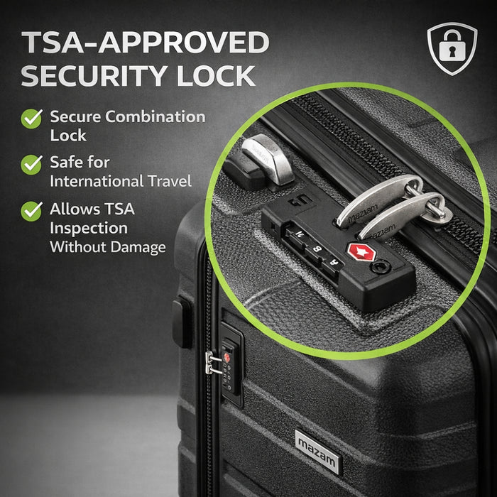 3pcs Hard Case TSA Lock Luggage Set - Black