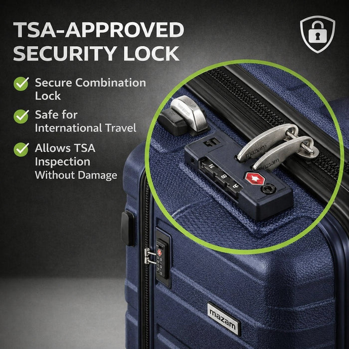 3pcs Hard Case TSA Lock Luggage Set - Navy