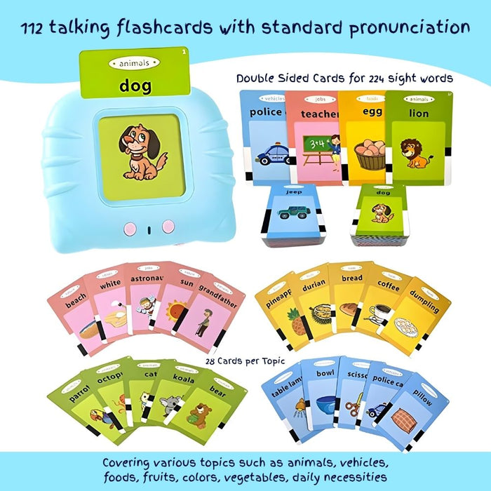 Audible Flash Cards Preschool Learning Machine - USB Rechargeable