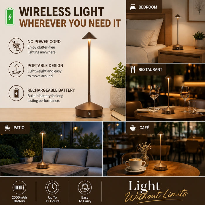Rechargeable LED Table Lamp with Touch Sensor 3 Color Stepless Dimming