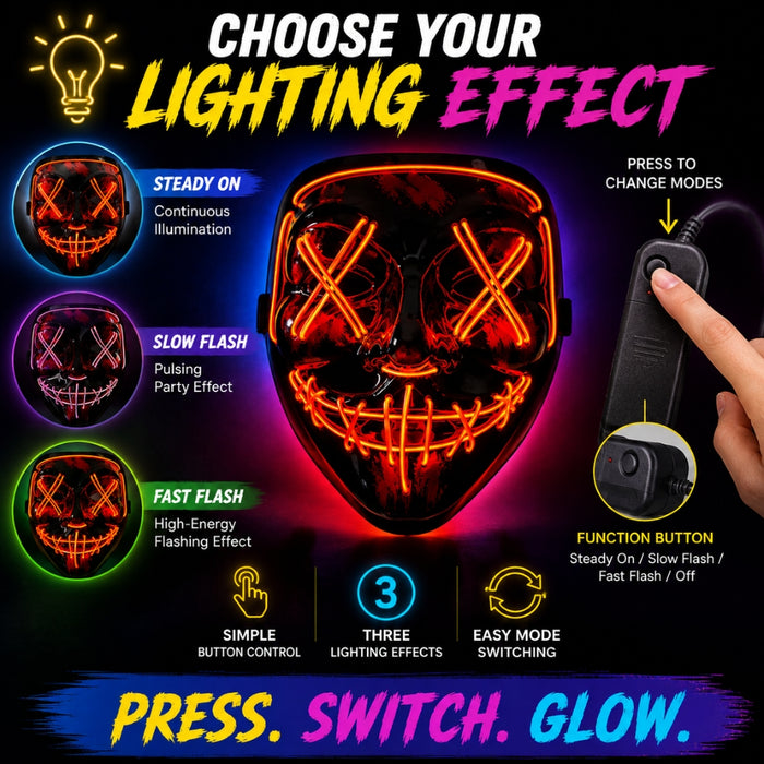 Neon LED Purge Dark Cosplay Horror Mask