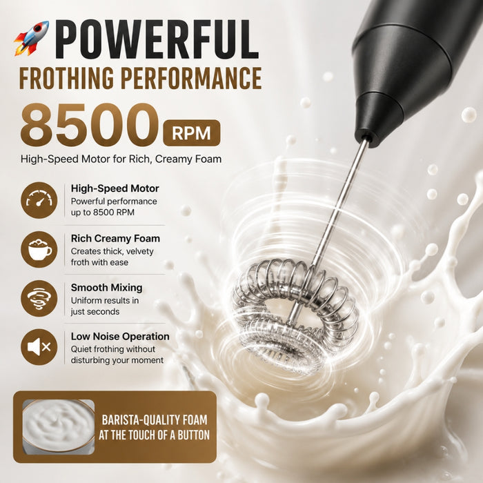 3-Speed USB Rechargeable Electric Milk Frother & Egg Beater