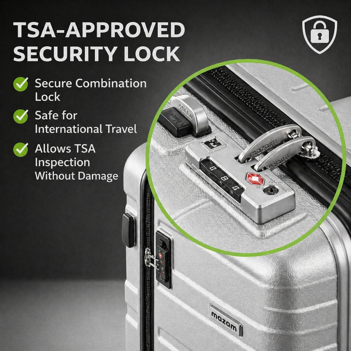 3pcs Hard Case TSA Lock Luggage Set - Silver