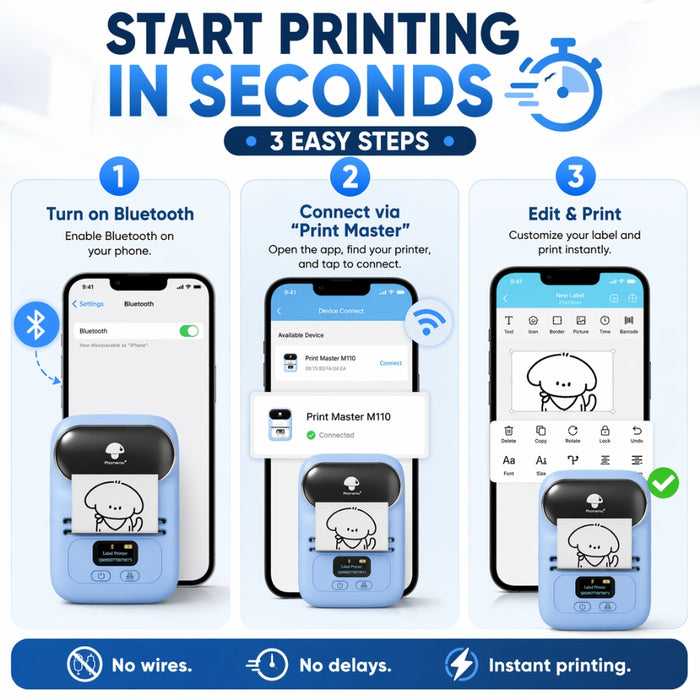 Portable Mini Barcode Sticker Label Maker Bluetooth Printer